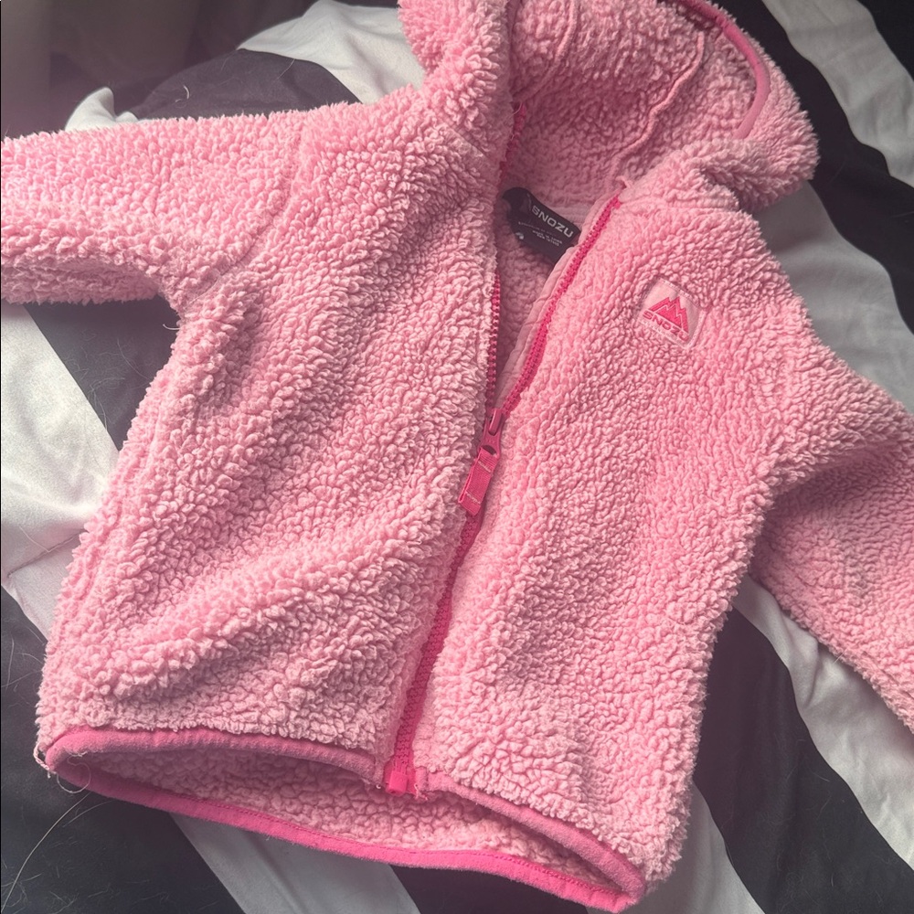 Little Girl Pink Fleece Hooded Snozu Jacket 18m